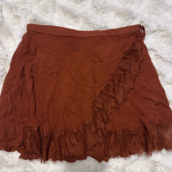 Free People Dresses & Skirts - Free People Rust lace wrap around Mini Skirt small
